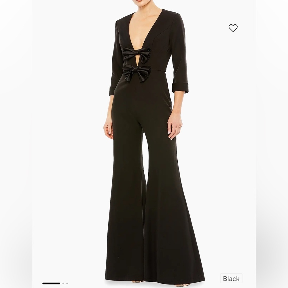 NWT Ieena MacDuggal Black Jumpsuit with Bows Size 6